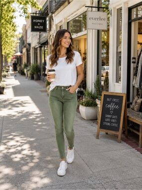 Old Navy Rockstar Olive Green Mid Rise Skinny Jeans NWT